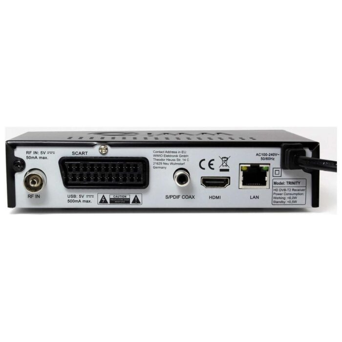 WWIO Decoder TRINITY T2 Basic Dvb T2 Hevc 10 Bit Black DVB-T2 - immagine 3