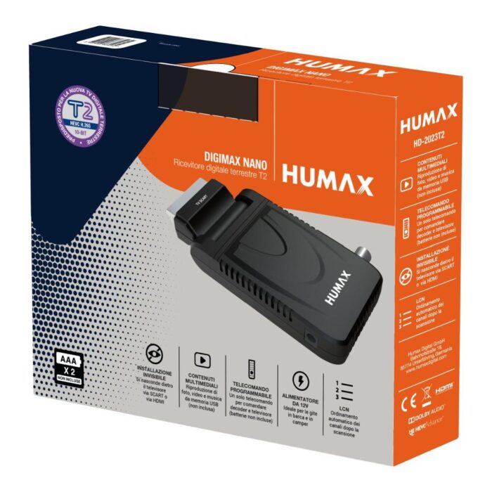 Humax Decoder DIGIMAX Nano Black HD 2023T2 DVB-T2 - immagine 6