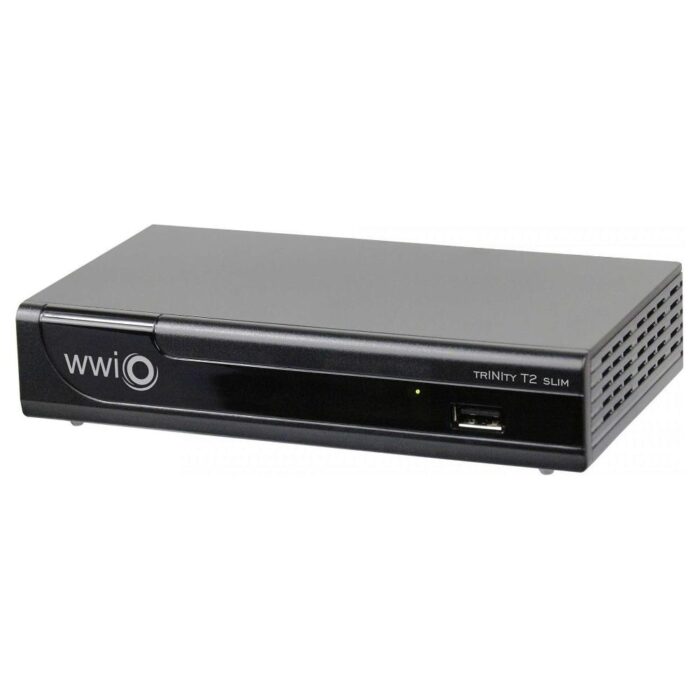 WWIO Decoder TRINITY T2 Slim Dvb T2 Hevc 10 Bit Black DVB-T2 - immagine 3