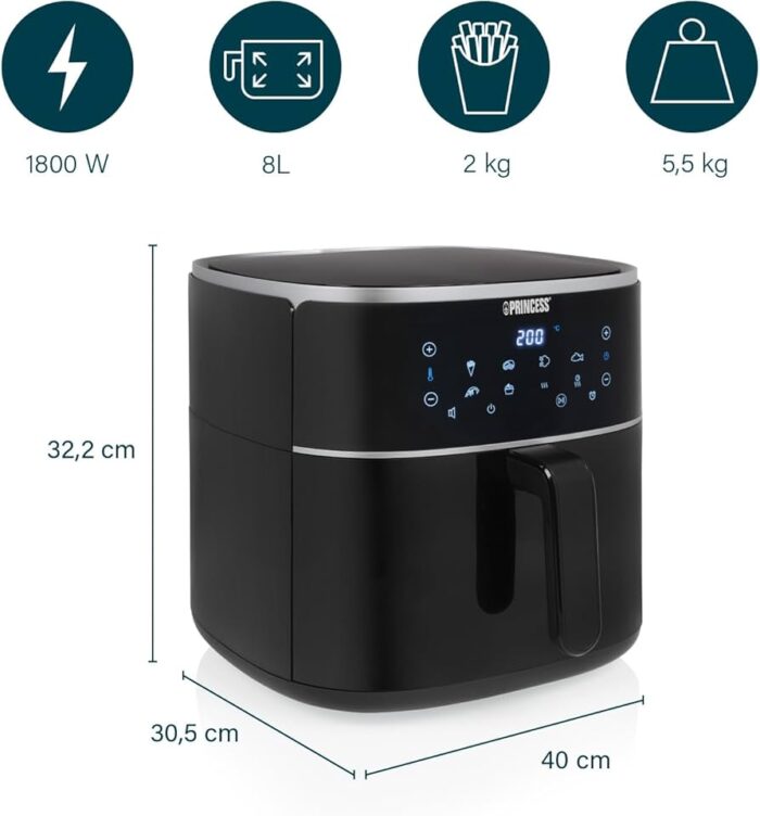 FRIGGITRICE AD ARIA CALDA 4 LT PRINCESS 1350W 182238 NERO - immagine 2