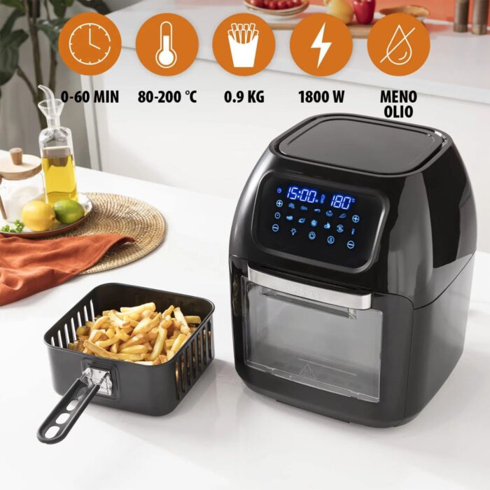 FRIGGITRICE AD ARIA CALDA 12LT FORNO 1800W TRISTAR FR-9068 NERO - immagine 3