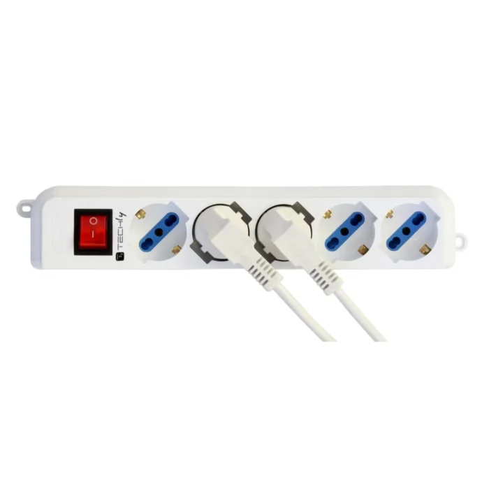 Multipresa 5 Posti Italiana Bipasso / Schuko Italiana 16A 1,5m Techly - immagine 6