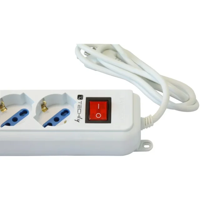 Multipresa 5 Posti Italiana Bipasso / Schuko Italiana 16A 1,5m Techly - immagine 4
